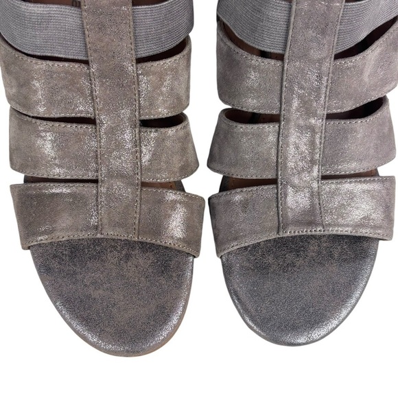 COMFORTIVA ALEXIS CT0006208 SMOKE LEATHER METALLIC BLOCK HEEL GLADIATOR SANDALS - Picture 10 of 13